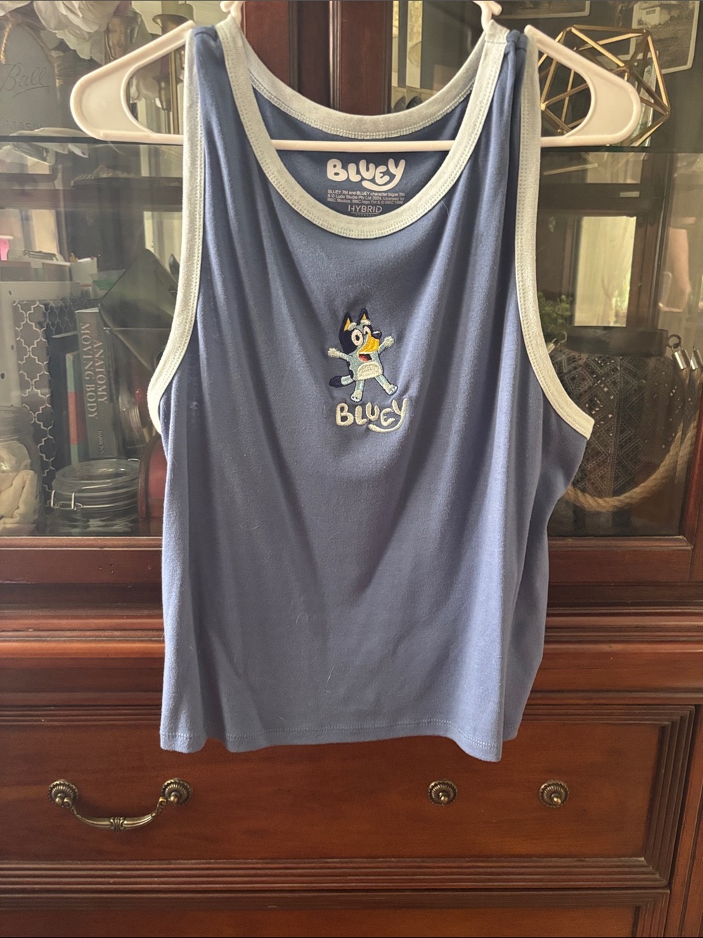 Bluey Women's Light Blue Character Tank Top with Contrast Trim
